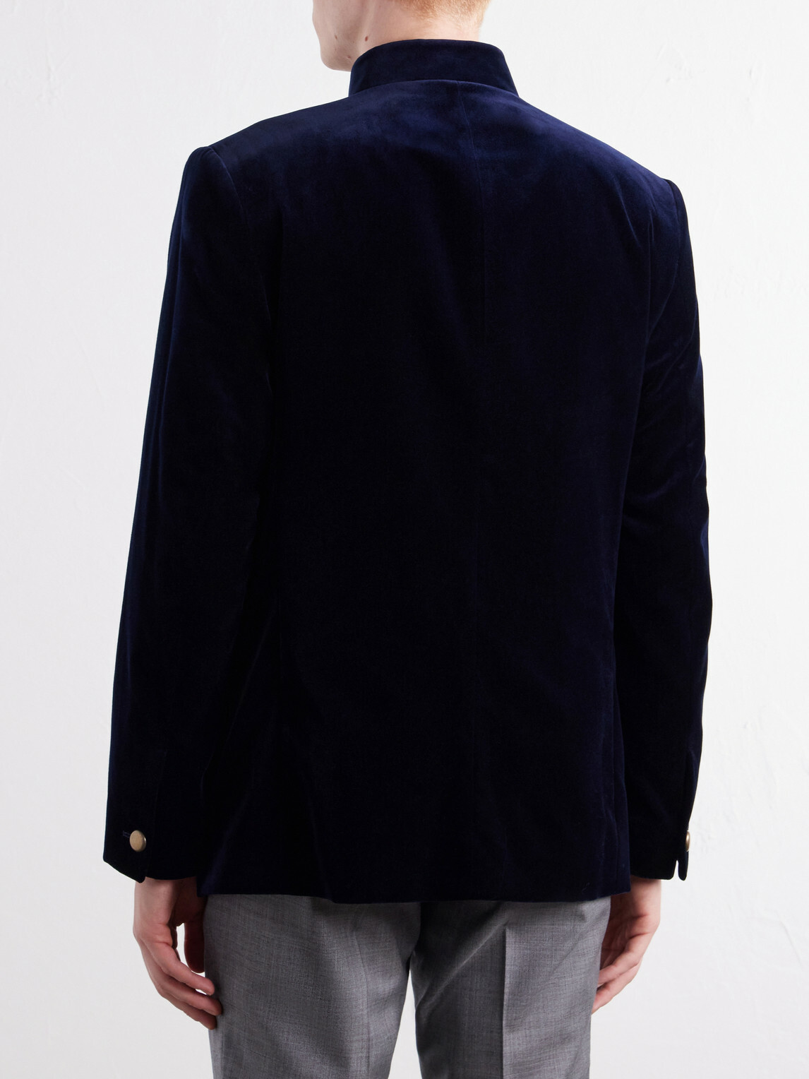Favourbrook - Nehru Cotton-Velvet Blazer - Blue