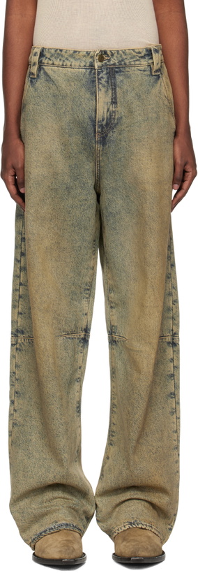 Photo: GUESS USA Blue Flannel Lined Relaxed Denim Jeans