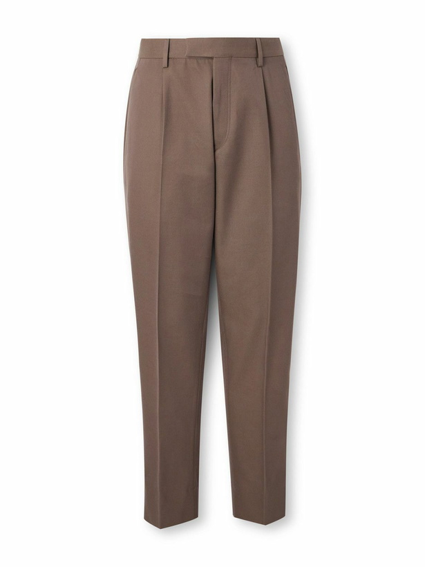 Photo: Zegna - Straight-Leg Cotton and Wool-Blend Trousers - Brown