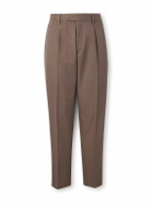 Zegna - Straight-Leg Cotton and Wool-Blend Trousers - Brown