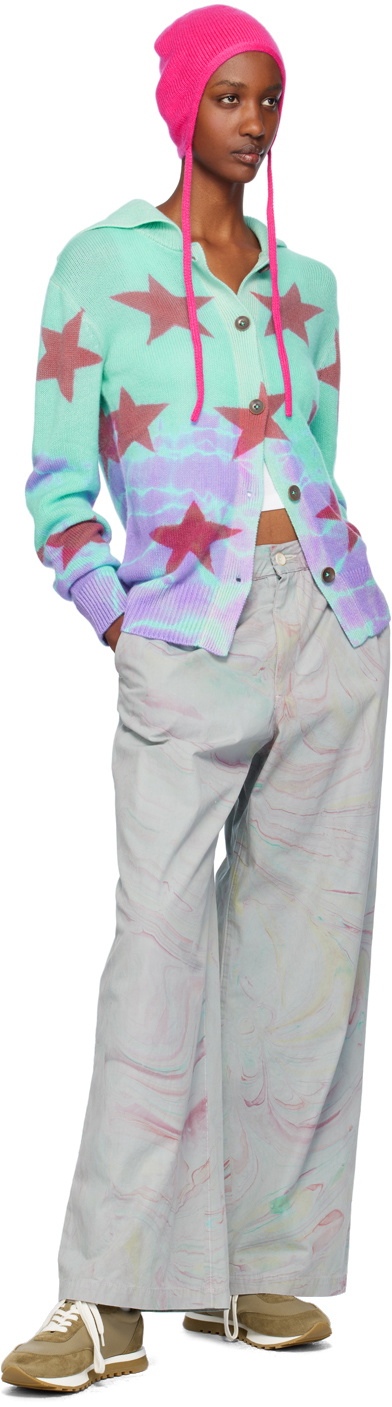 The Elder Statesman Blue Star Dye Collar Cardigan