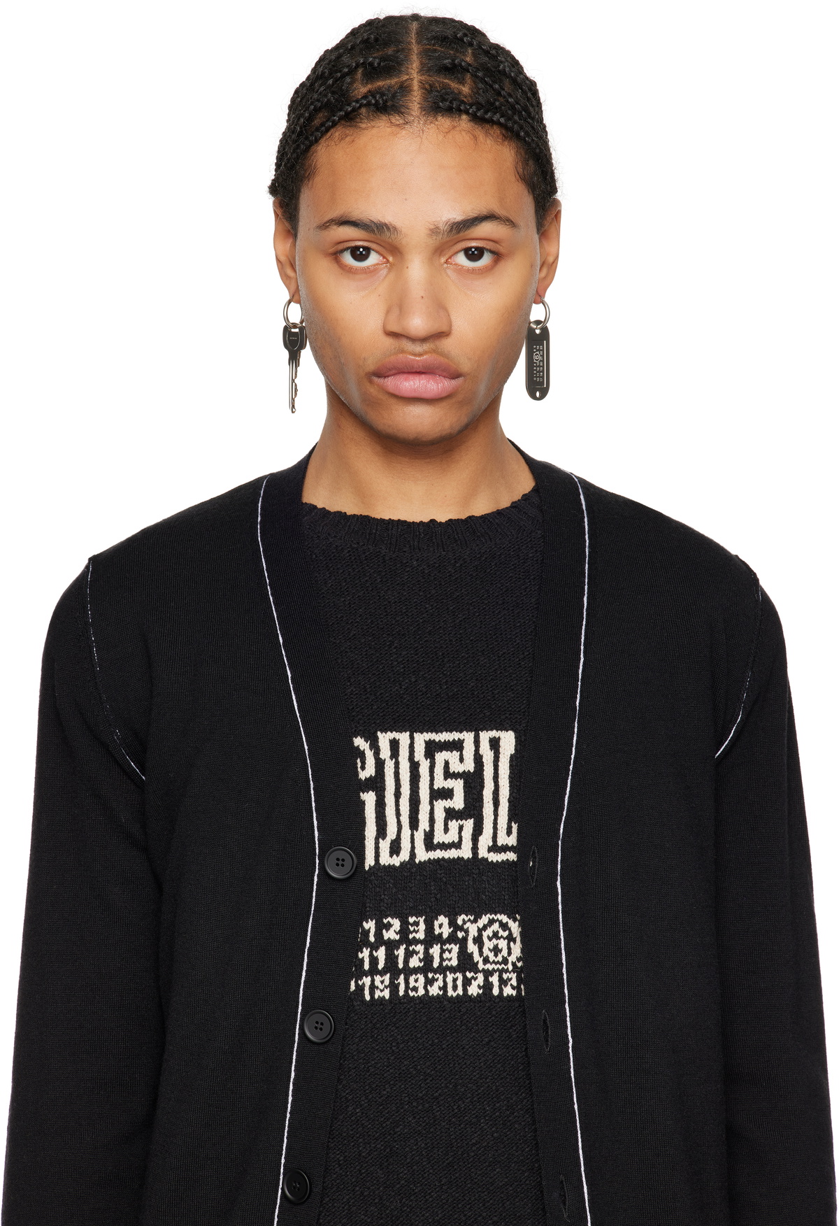 MM6 Maison Margiela Silver Key Tag Earrings MM6 Maison Margiela