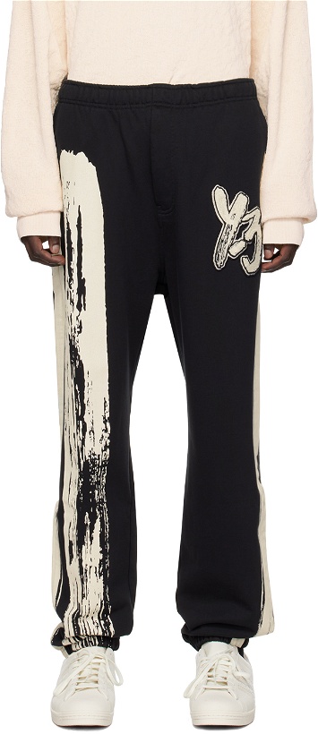 Photo: Y-3 Black & Off-White Printed Sweatpants