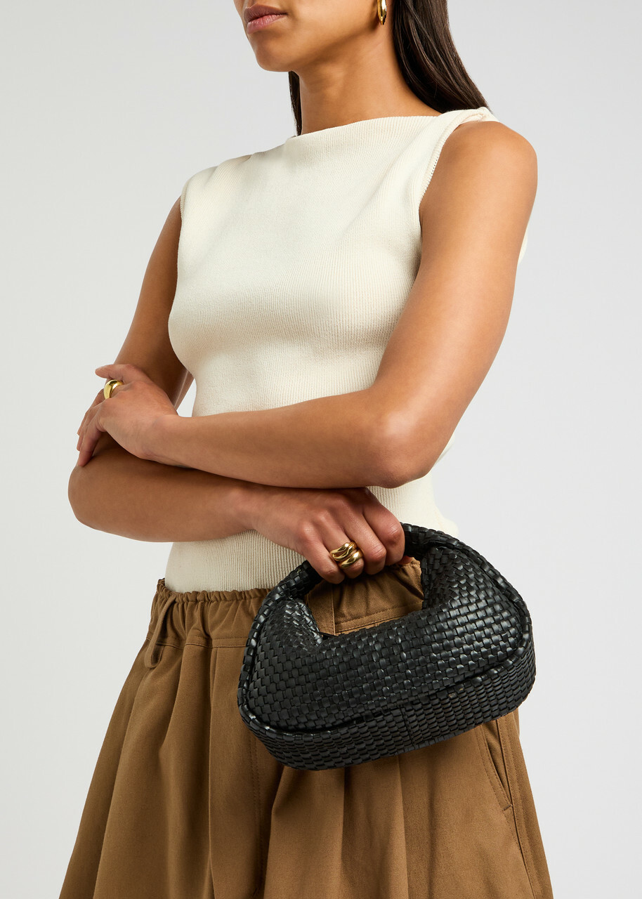 ST. Agni Latice Weave Mini Bon Bon Leather Shoulder bag - Black