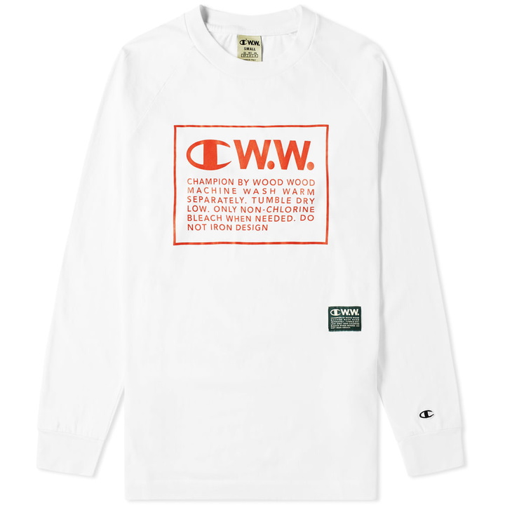 Photo: Champion x Wood Wood Long Sleeve Box Logo Tee