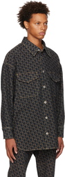 Lanvin Navy Jacquard Denim Shirt