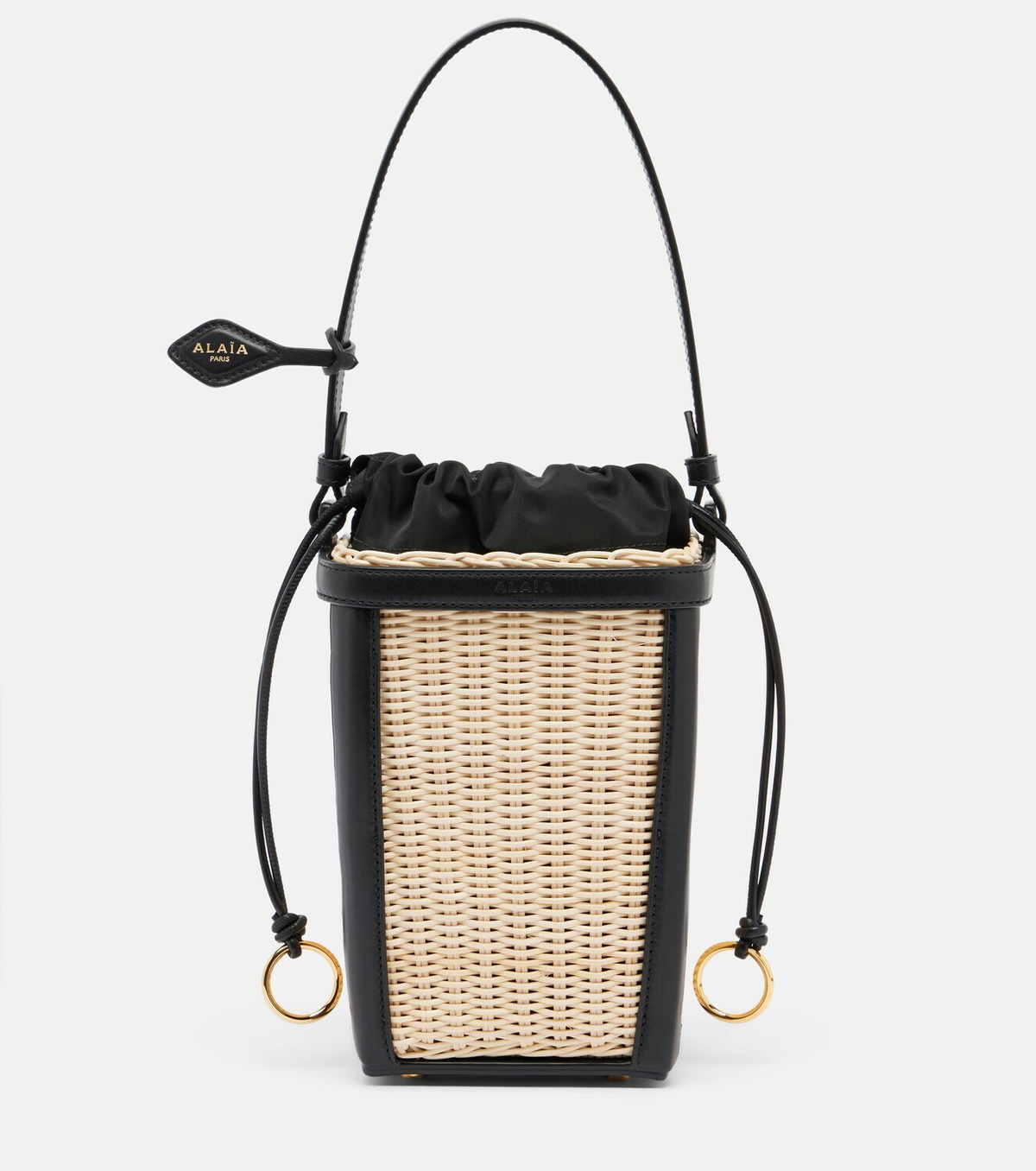 Alaïa Small wicker and leather bucket bag