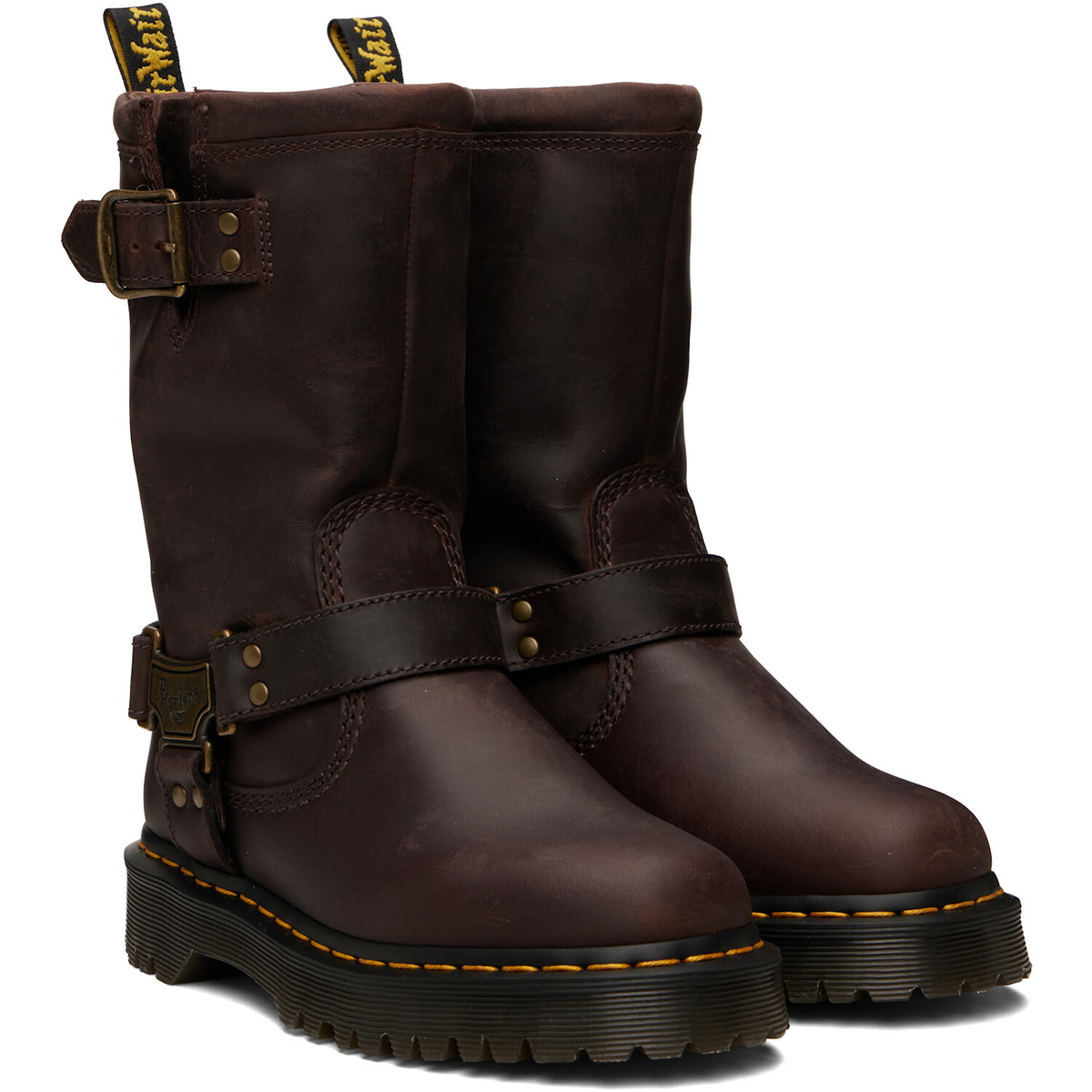 Dr. Martens Brown Anistone Hi Leather Biker Boots