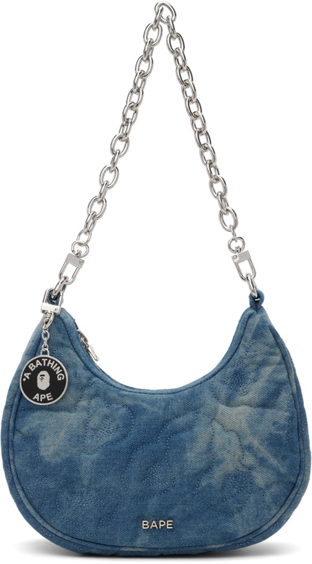 Photo: BAPE Blue Camo Quilting Denim Moon Shape Bag