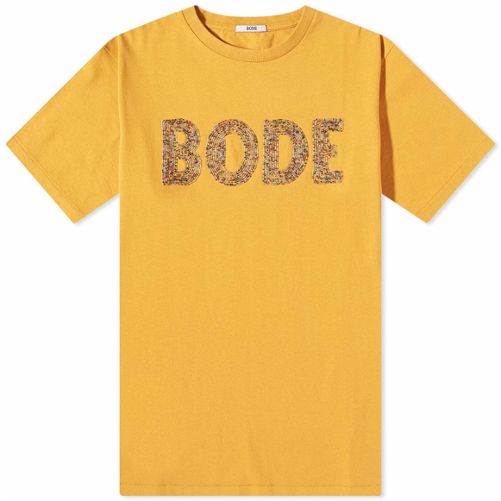 Photo: Bode Men's Multi Bead Logo T-Shirt in Gold