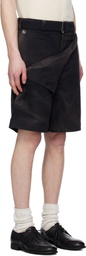 JiyongKim Black Sun-Bleached Double Front Shorts