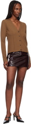 Off-White Brown Crinkle Coated Miniskirt