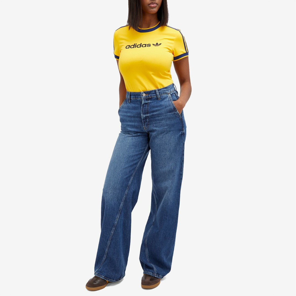 Adidas Women's Badge Slim T-Shirt in Crew Yellow adidas