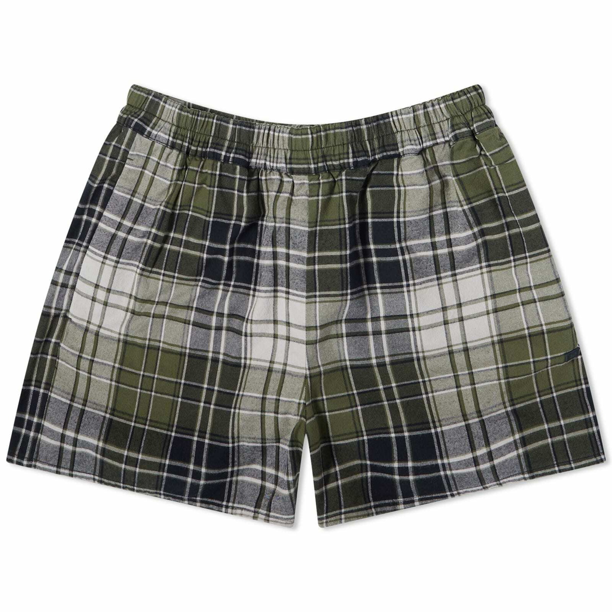 Roxx flannel checked shorts in green - Acne Studios