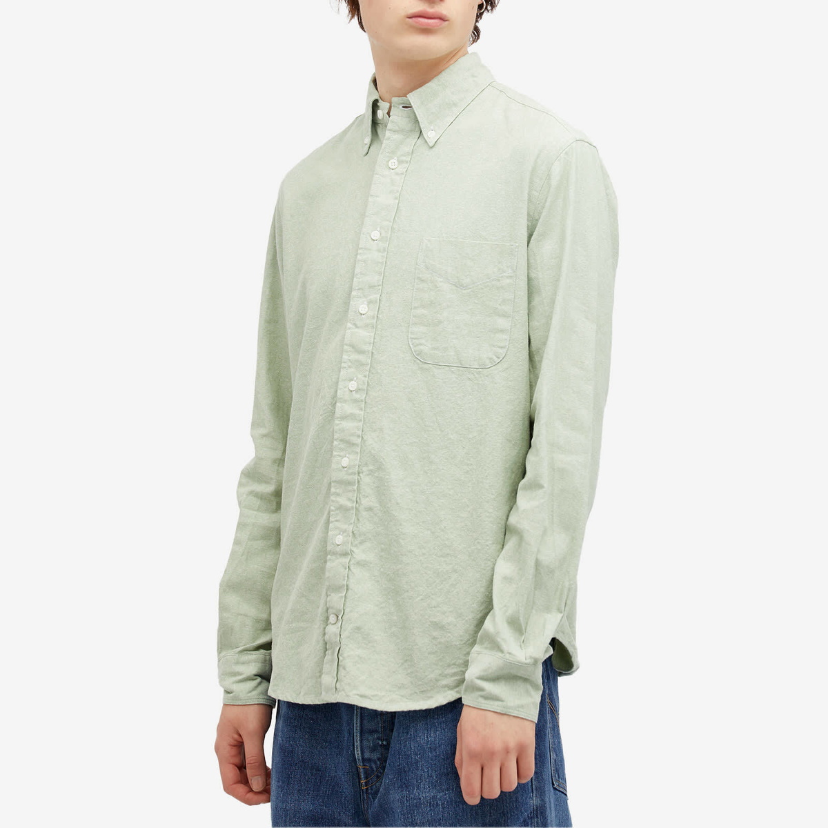 Gitman Vintage Men's Button Down Cotton Linen Shirt in Seafoam Gitman  Vintage