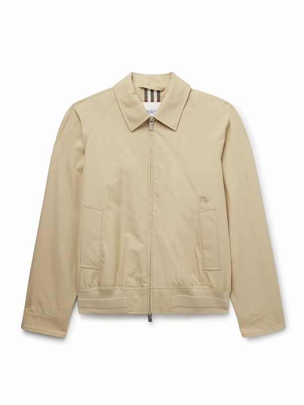 Photo: Burberry - Logo-Embroidered Cotton-Twill Harrington Jacket - Neutrals