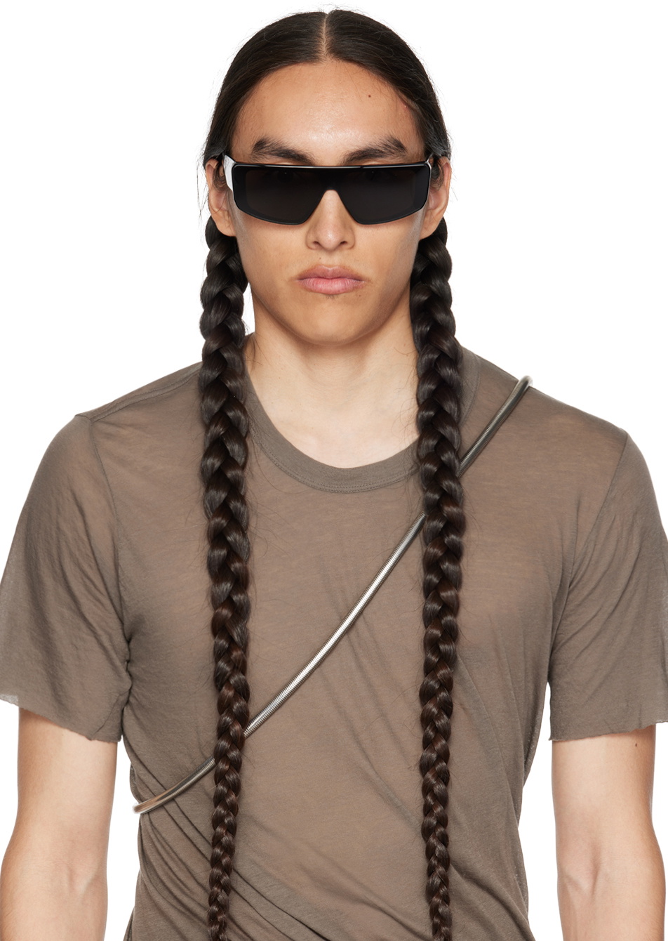 Rick Owens Silver Crossbody Snake Chain Necklace Rick Owens