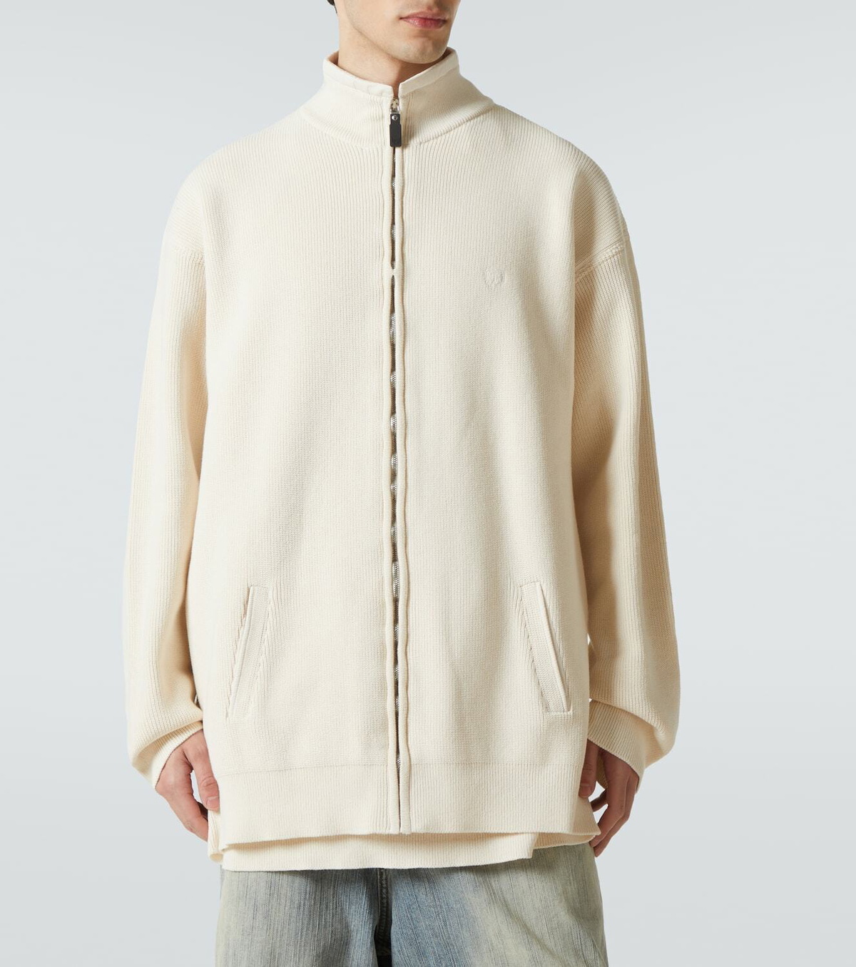 Balenciaga Logo cotton-blend zip-up cardigan
