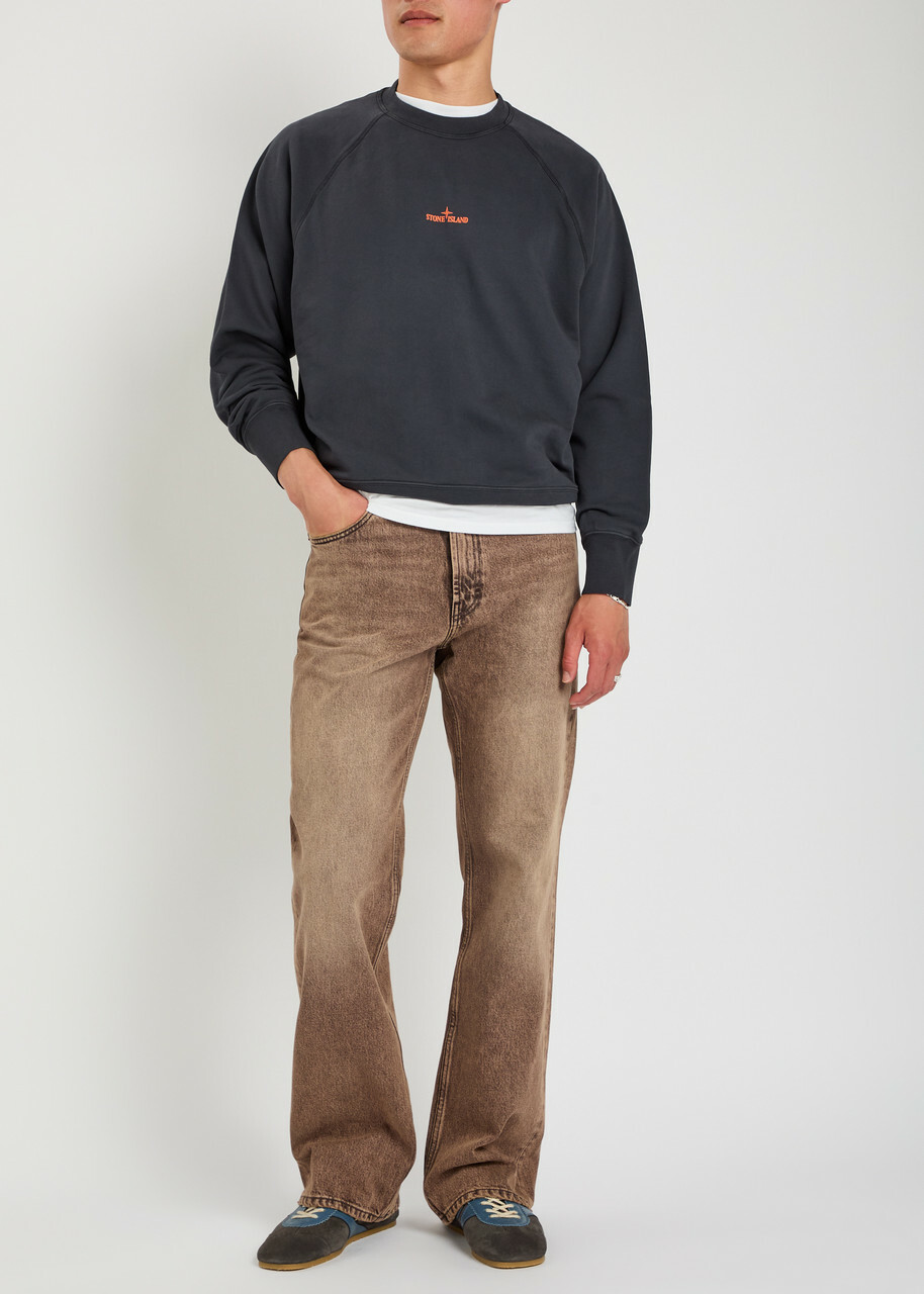 Stone Island Printed Cotton Sweatshirt Navy