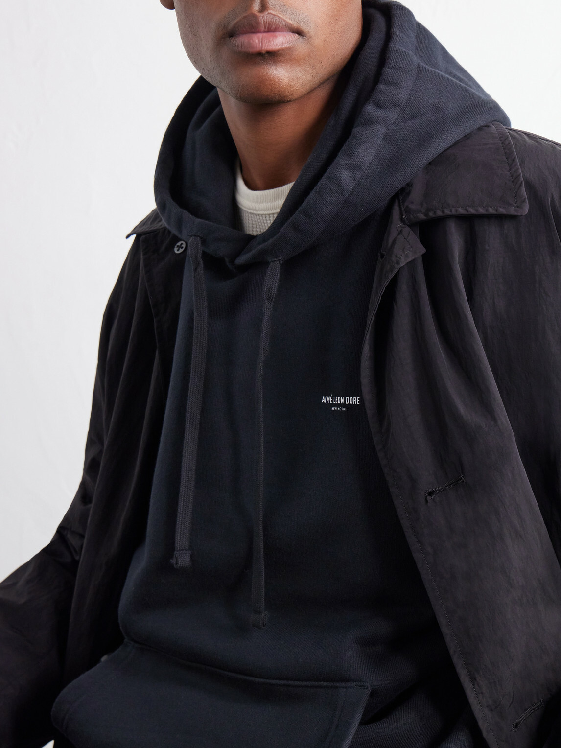 Aimé Leon Dore - Logo-Print Cotton-Jersey Hoodie - Black