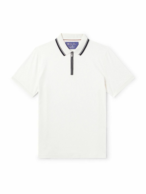 Photo: Loro Piana - Regatta Stretch-Cotton Piqué Zip-Up Polo Shirt - White