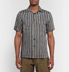 Monitaly - Camp-Collar Striped Linen Shirt - Men - Gray