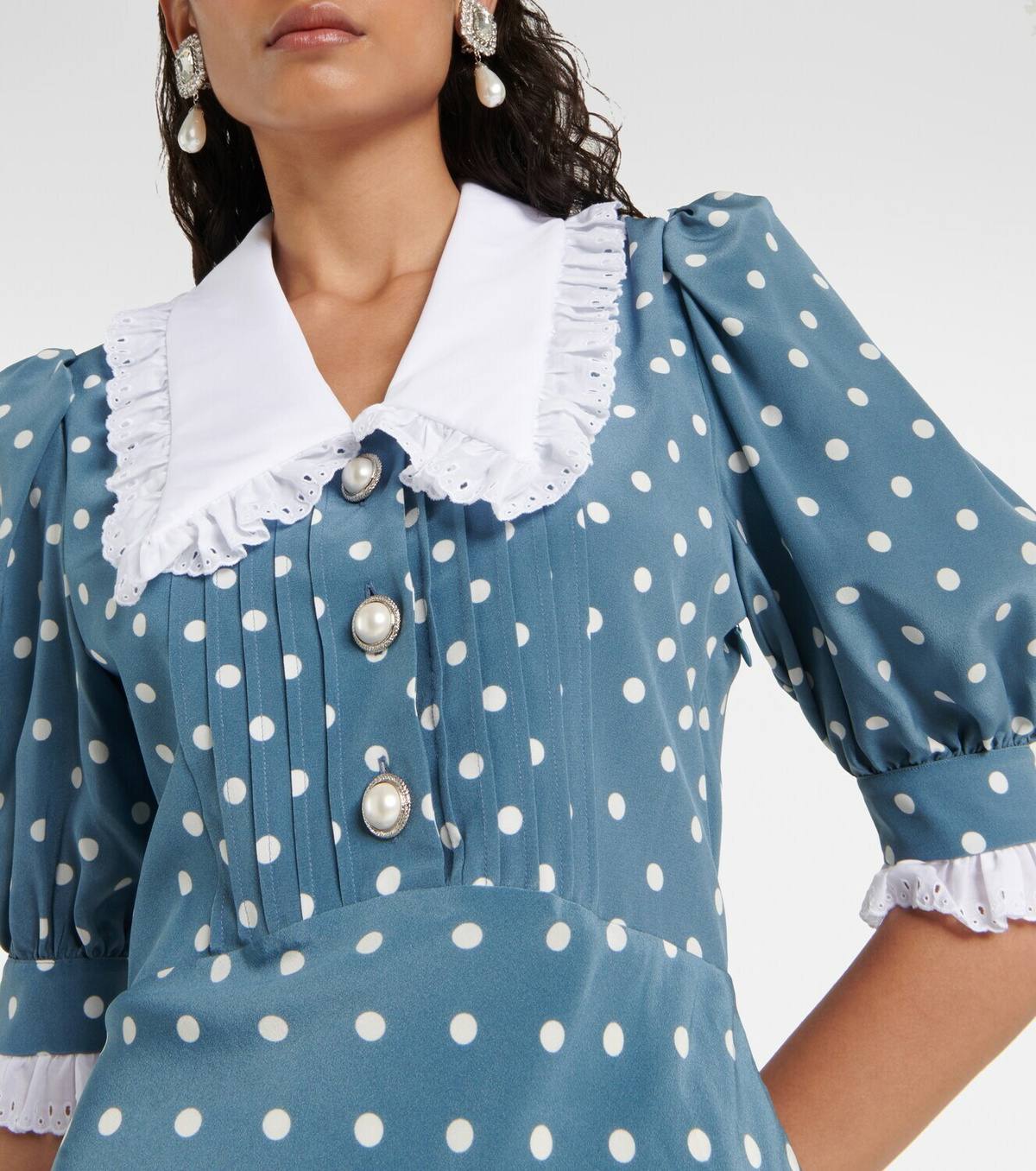 ワンピースその他 Alessandra Rich Blue silk minidress with white polka dots Alessandra Rich Polka-dot silk minidress Alessandra Rich