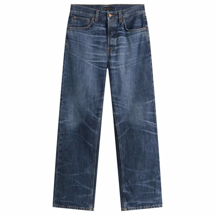 Photo: Nudie Jeans Co Men's Rad Rufus Straight Leg Jeans in Blue Twisted Tracks