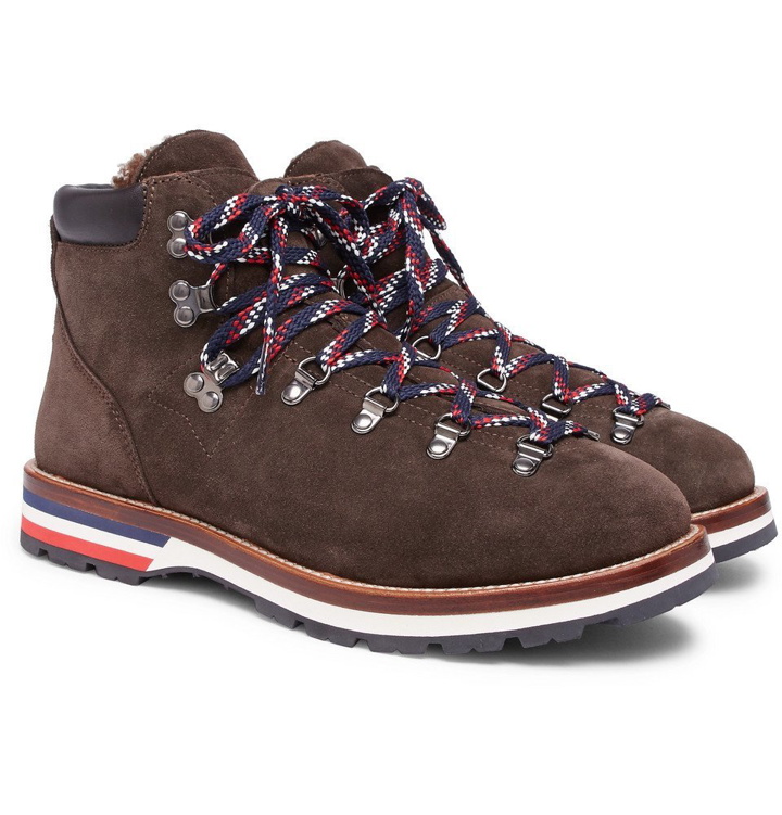 Photo: Moncler - Peak Shearling-Lined Suede Boots - Men - Brown