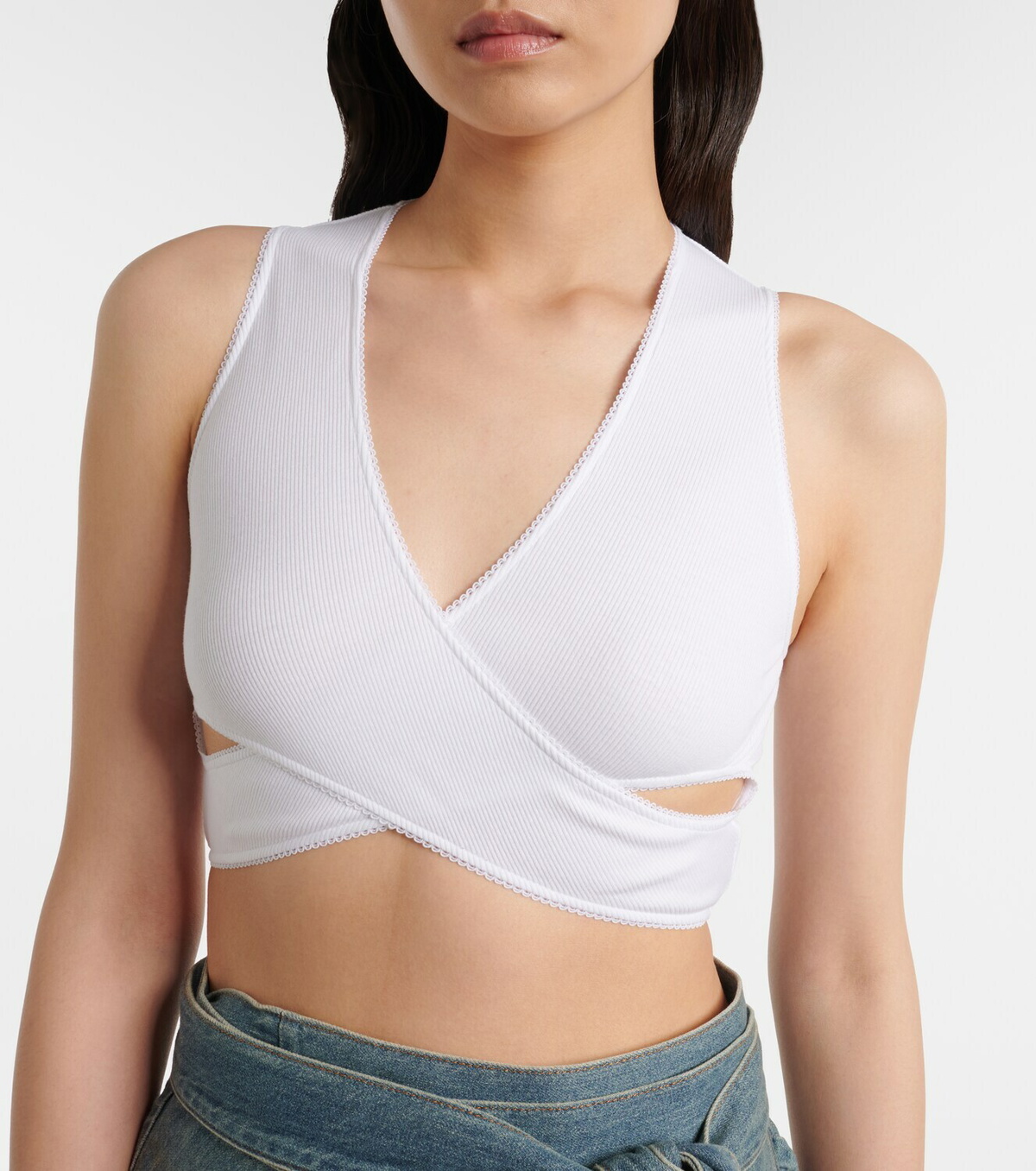 Alaïa Ribbed-knit jersey crop top