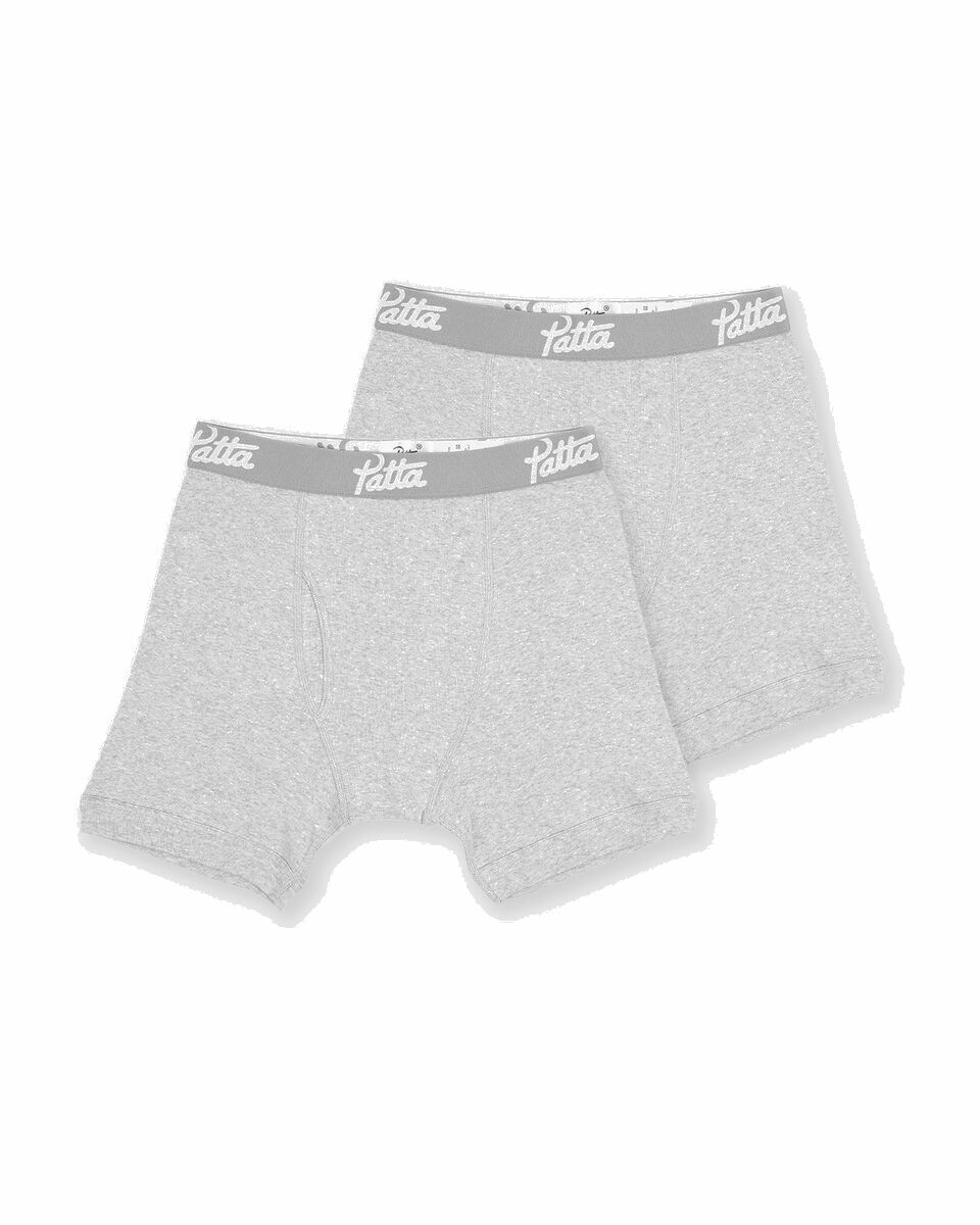 Photo: Patta Patta Underwear Boxer Briefs 2 Pack Grey - Mens - Boxers & Briefs
