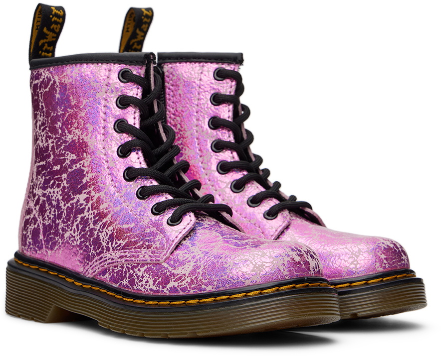 Dr. Martens Kids Pink 1460 Crinkle Big Kids Boots Dr. Martens