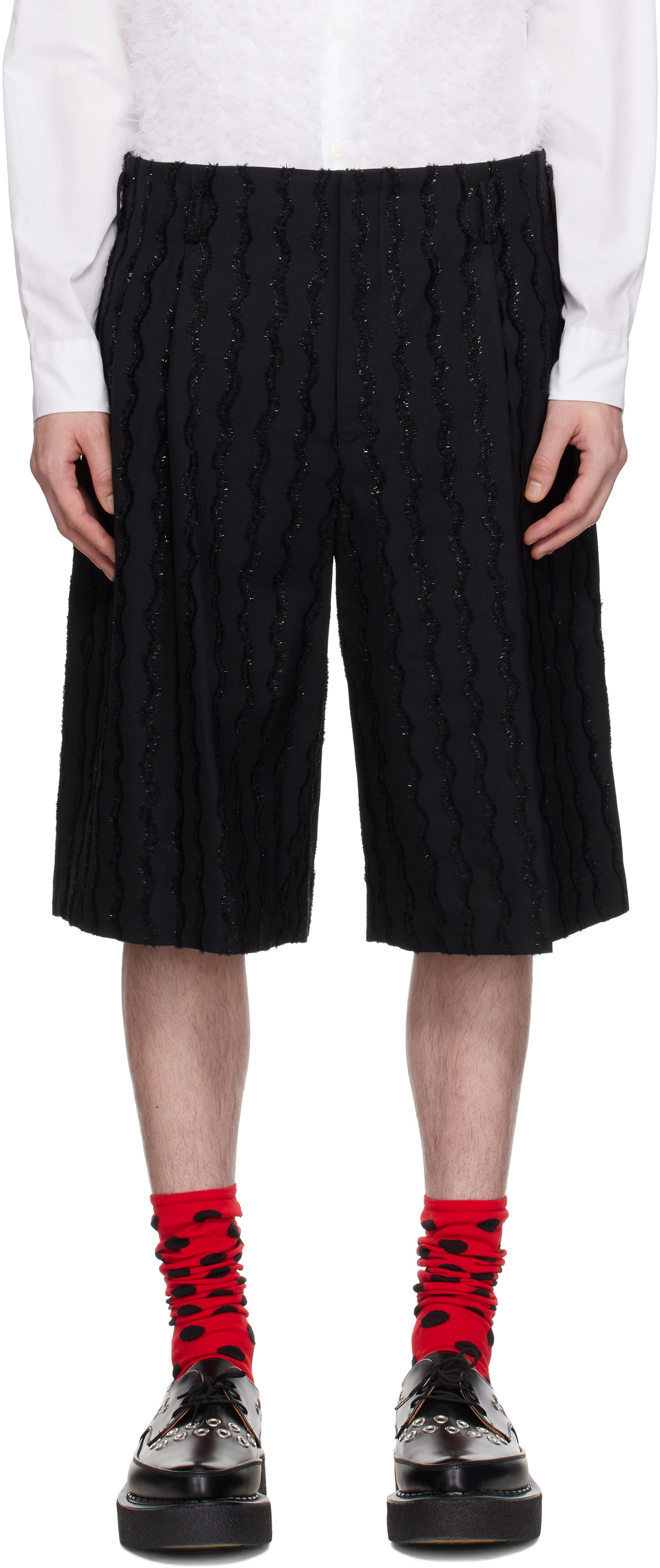 Comme des Garçons Homme Plus Black Viera Mall Embroidery Shorts