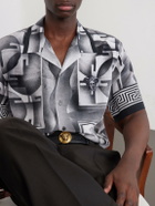 Versace - Camp-Collar Printed Silk-Crepe De Chine Shirt - Black