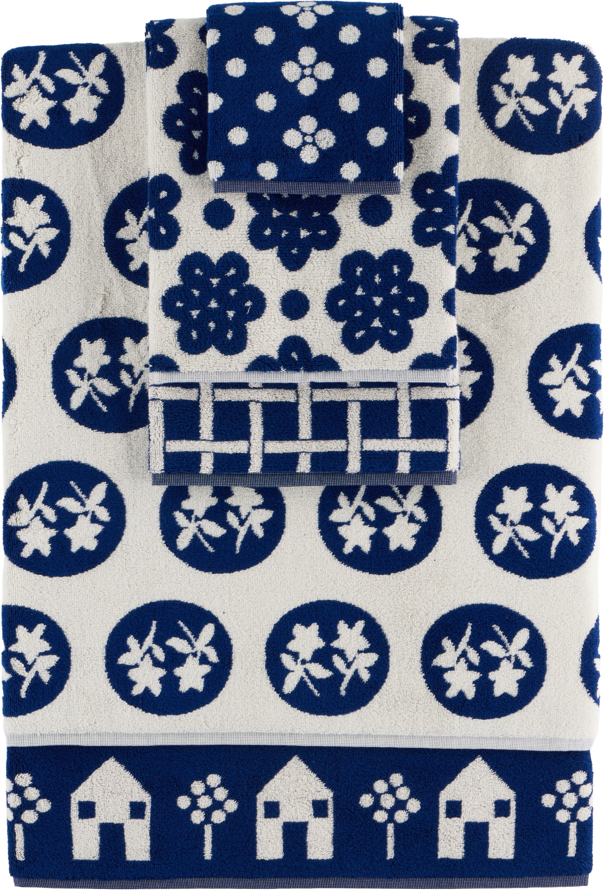 Dusen Dusen Navy Pattern Towel Set, 5 pcs