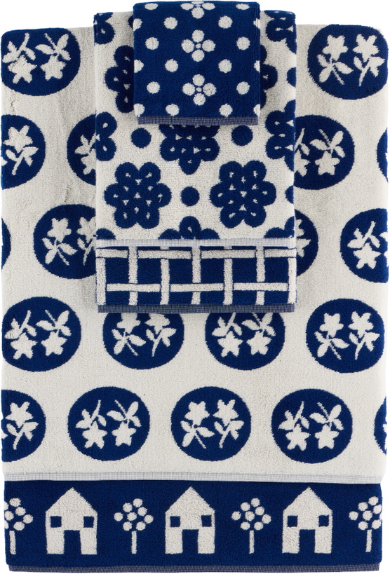 Photo: Dusen Dusen Navy Pattern Towel Set, 5 pcs