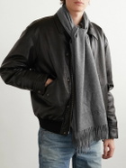 SAINT LAURENT - Logo-Embroidered Fringed Cashmere Scarf