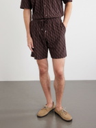 Frescobol Carioca - Augusto Cotton and Linen-Blend Jacquard Terry Shorts - Brown