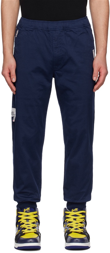 Photo: AAPE by A Bathing Ape Navy Embroidered Lounge Pants