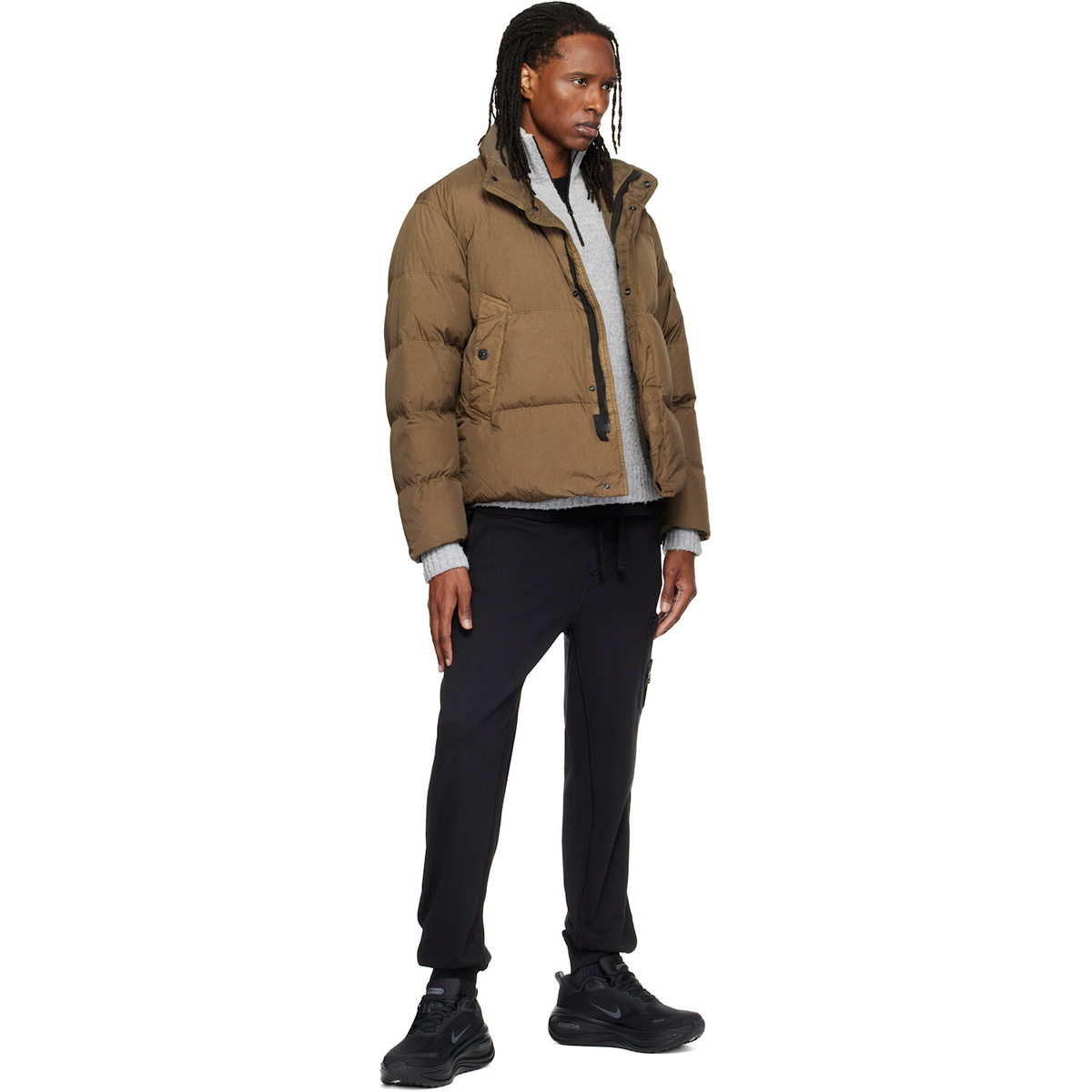 Stone Island Khaki 4100109 Crinkle Reps NY Down Jacket
