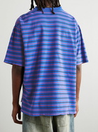 Balenciaga - Oversized Striped Cotton-Piqué Polo Shirt - Blue