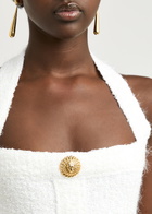 Balmain Cotton-blend Bouclé Mini Dress White