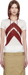Jean Paul Gaultier White & Burgundy 'The Chevrons' Hoodie