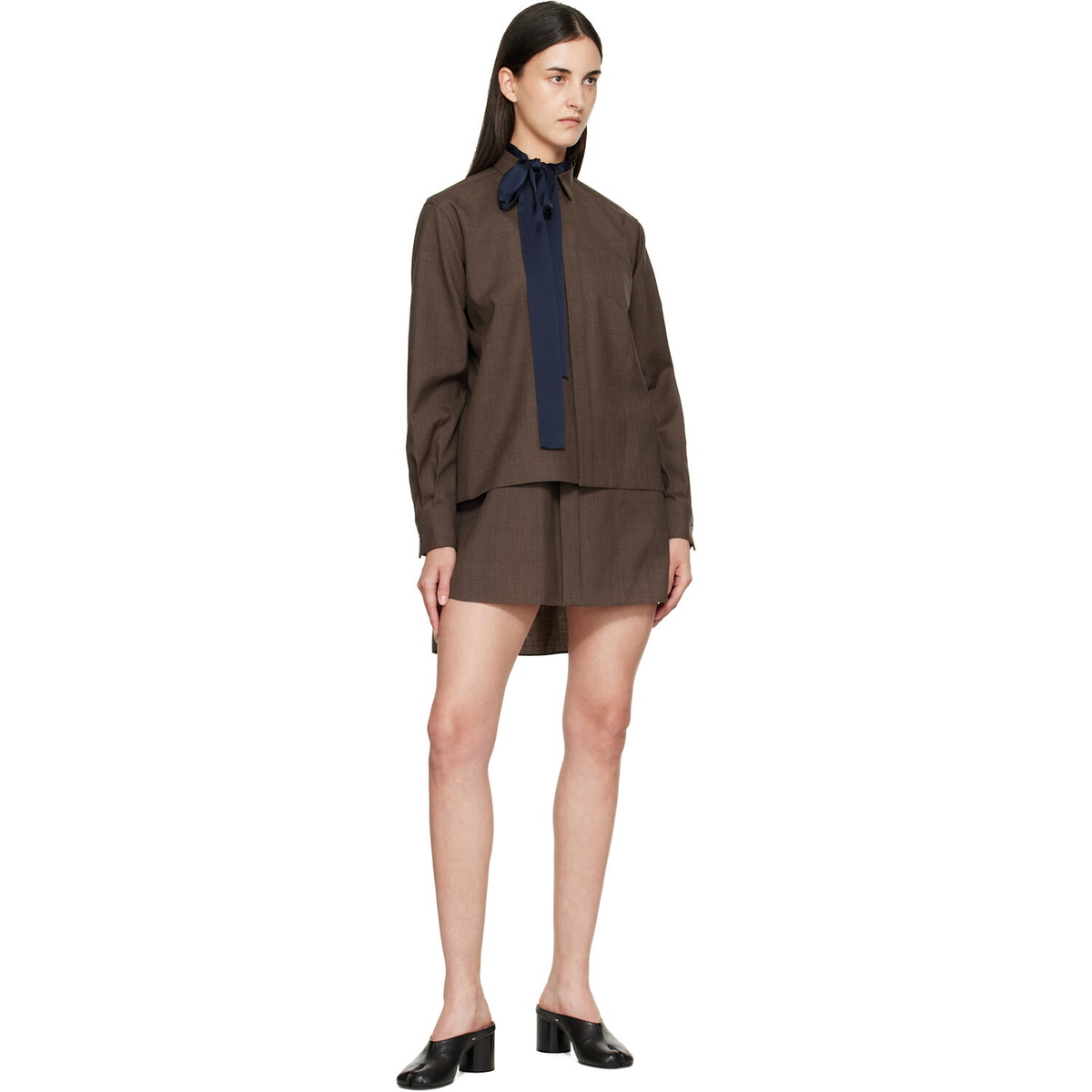 sacai Brown Suiting Minidress