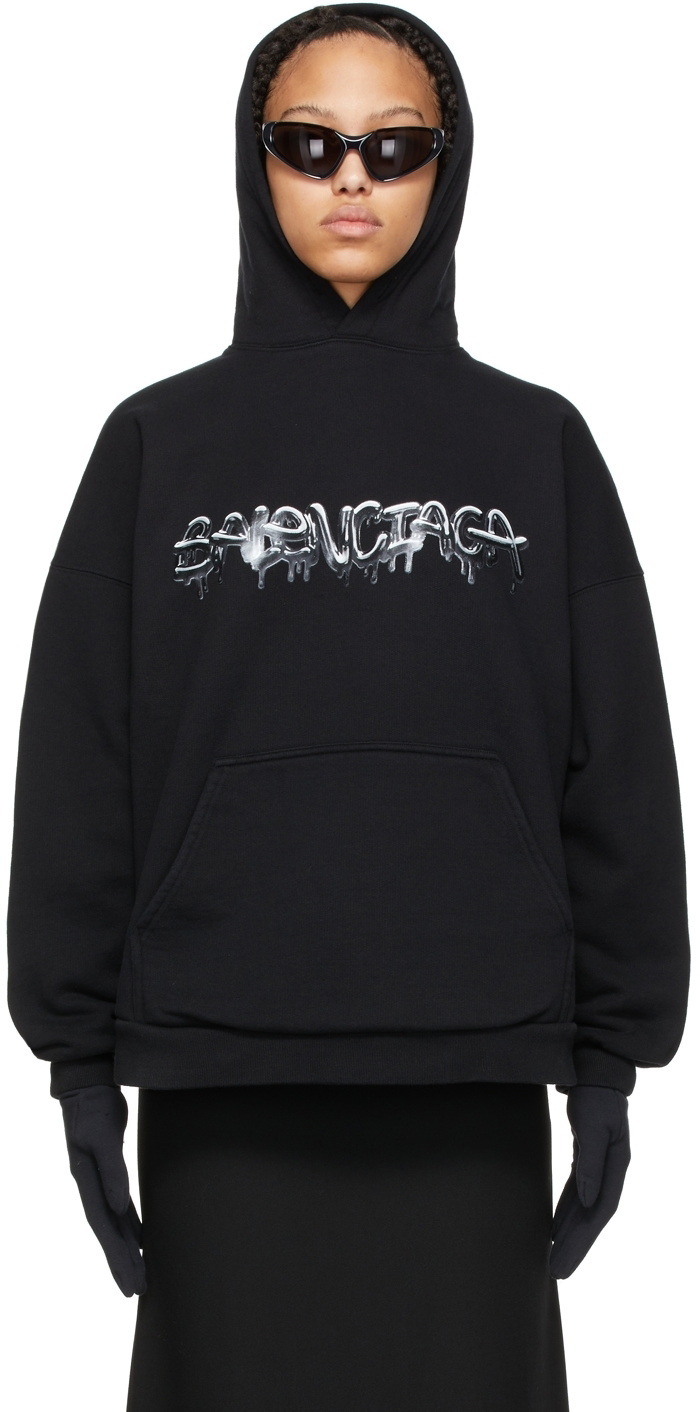 Balenciaga Black Cotton Hoodie Balenciaga