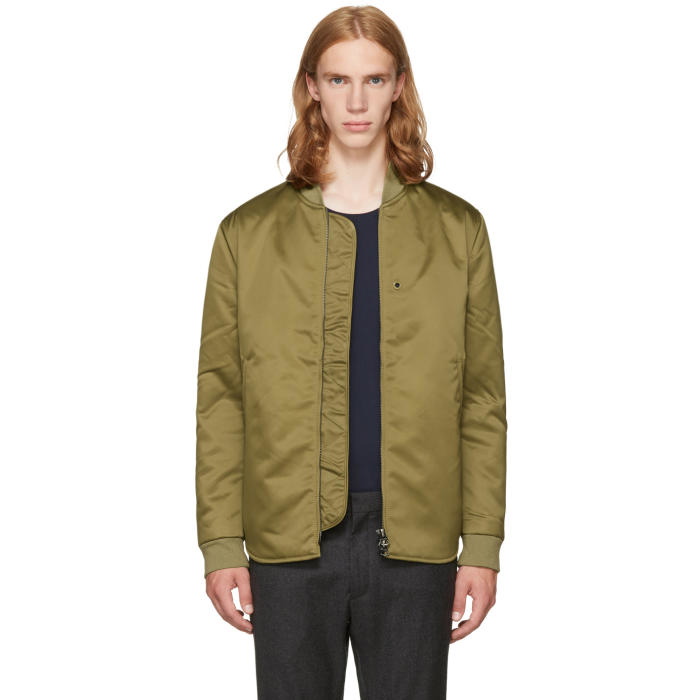 Photo: Acne Studios Green Mylon Matt Bomber Jacket 