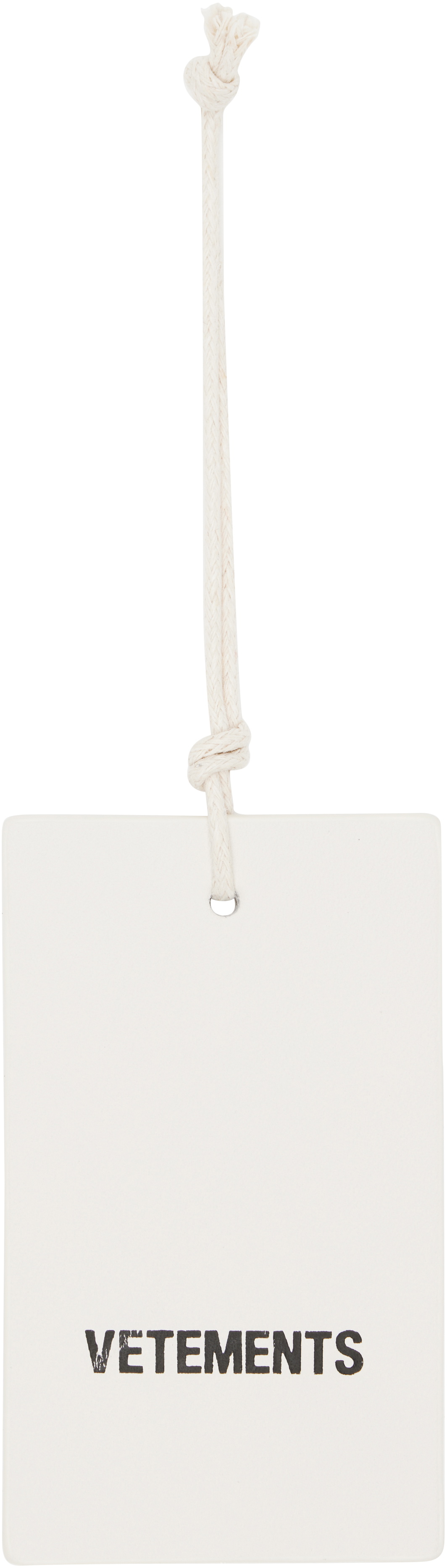 VETEMENTS White Leather Logo Hangtag Keychain