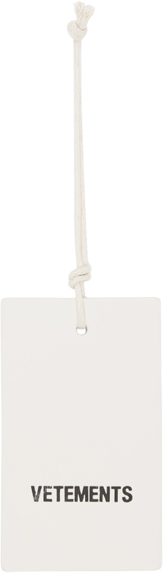 Photo: VETEMENTS White Leather Logo Hangtag Keychain