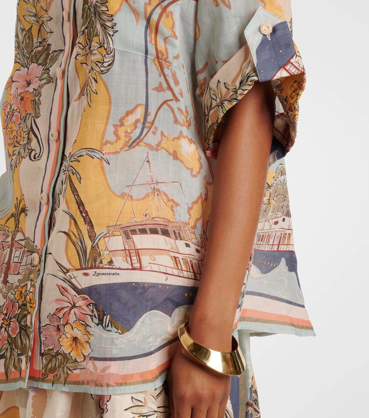 Zimmermann Tallow floral ramie shirt