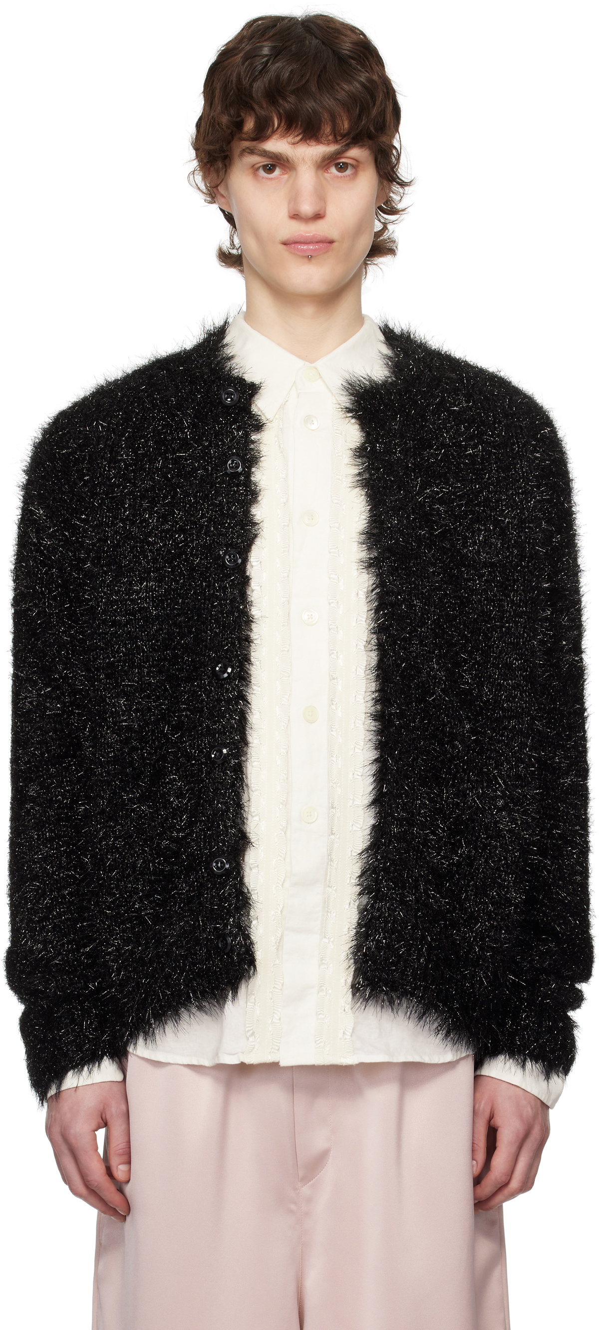 Simone Rocha Black Tinsel Knit Cardigan Simone Rocha